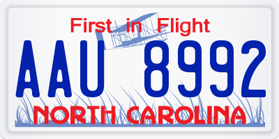 NC license plate AAU8992