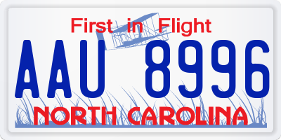 NC license plate AAU8996