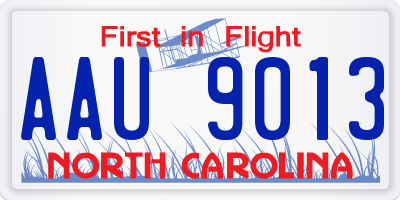 NC license plate AAU9013