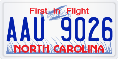 NC license plate AAU9026