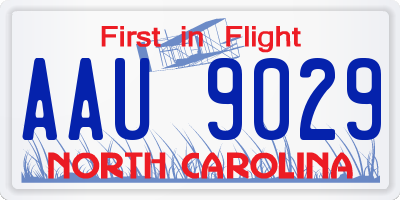 NC license plate AAU9029