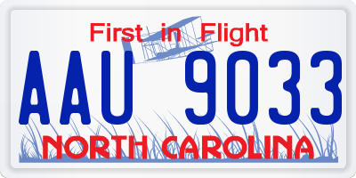 NC license plate AAU9033