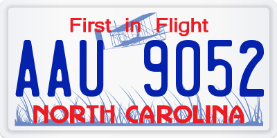 NC license plate AAU9052