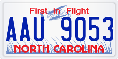 NC license plate AAU9053