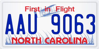 NC license plate AAU9063