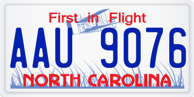 NC license plate AAU9076