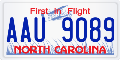NC license plate AAU9089
