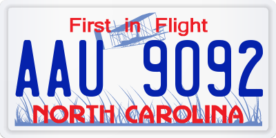 NC license plate AAU9092