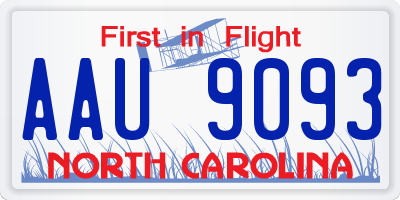 NC license plate AAU9093