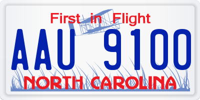 NC license plate AAU9100