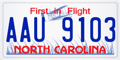 NC license plate AAU9103
