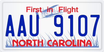 NC license plate AAU9107