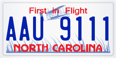 NC license plate AAU9111
