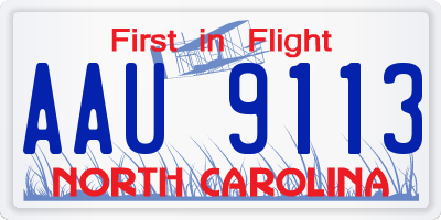 NC license plate AAU9113