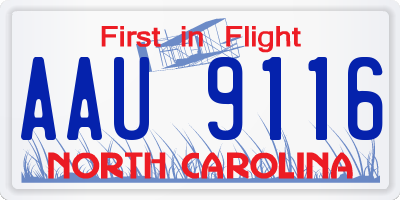 NC license plate AAU9116