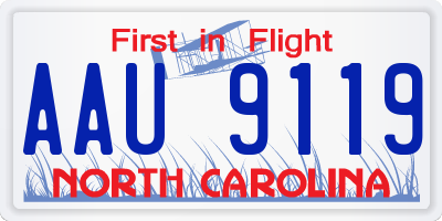 NC license plate AAU9119