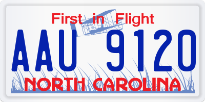 NC license plate AAU9120