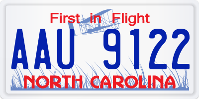 NC license plate AAU9122