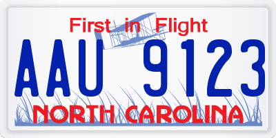 NC license plate AAU9123