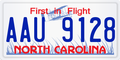 NC license plate AAU9128