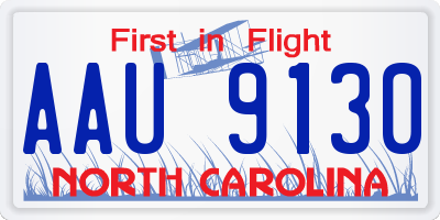 NC license plate AAU9130