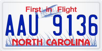 NC license plate AAU9136