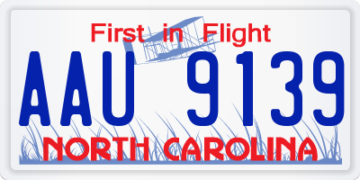 NC license plate AAU9139