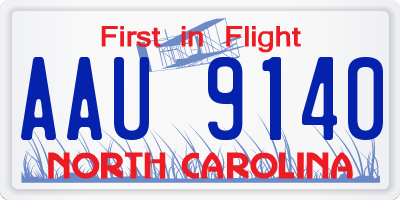 NC license plate AAU9140