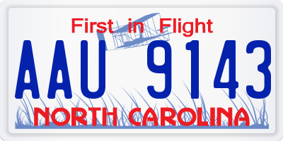 NC license plate AAU9143