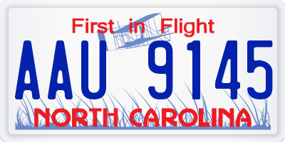 NC license plate AAU9145