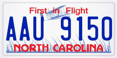 NC license plate AAU9150