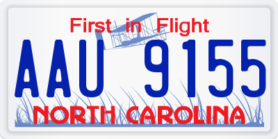 NC license plate AAU9155