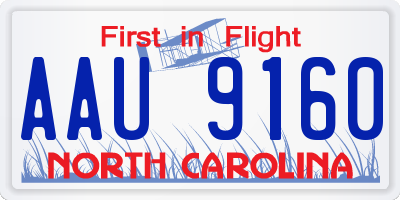 NC license plate AAU9160