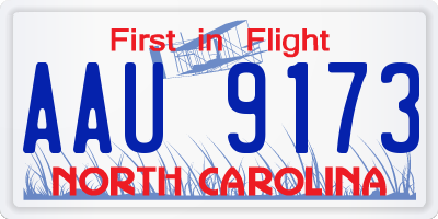 NC license plate AAU9173