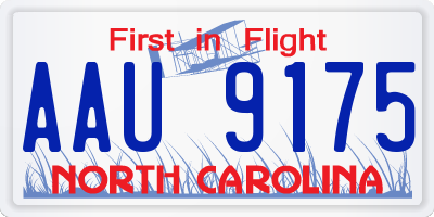 NC license plate AAU9175