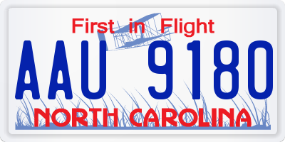 NC license plate AAU9180