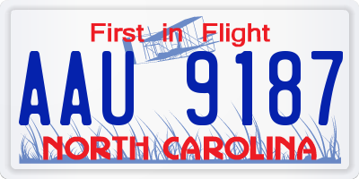 NC license plate AAU9187