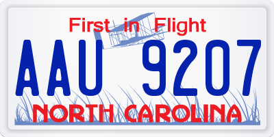 NC license plate AAU9207
