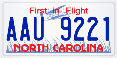NC license plate AAU9221