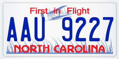 NC license plate AAU9227