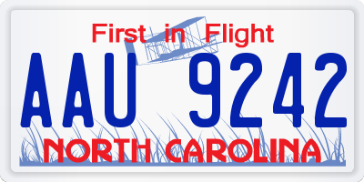 NC license plate AAU9242