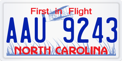 NC license plate AAU9243