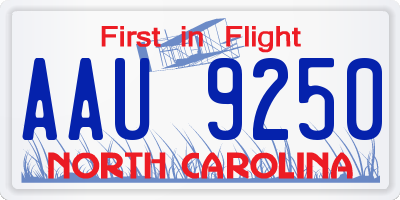 NC license plate AAU9250