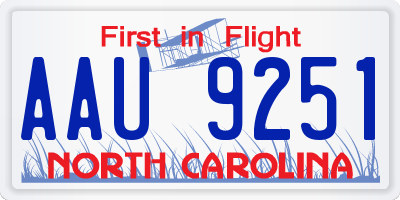 NC license plate AAU9251