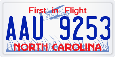 NC license plate AAU9253