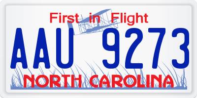 NC license plate AAU9273