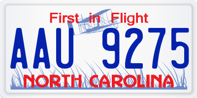 NC license plate AAU9275
