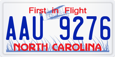 NC license plate AAU9276