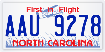 NC license plate AAU9278