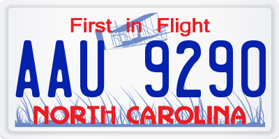 NC license plate AAU9290
